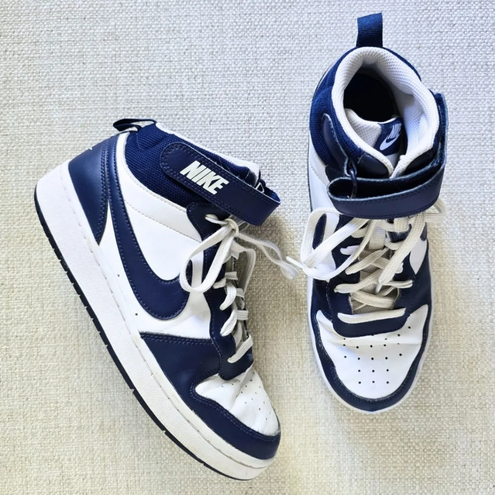Nike Court Borough Mid 2 Big Kids Boys 7Y Blue White Sneakers